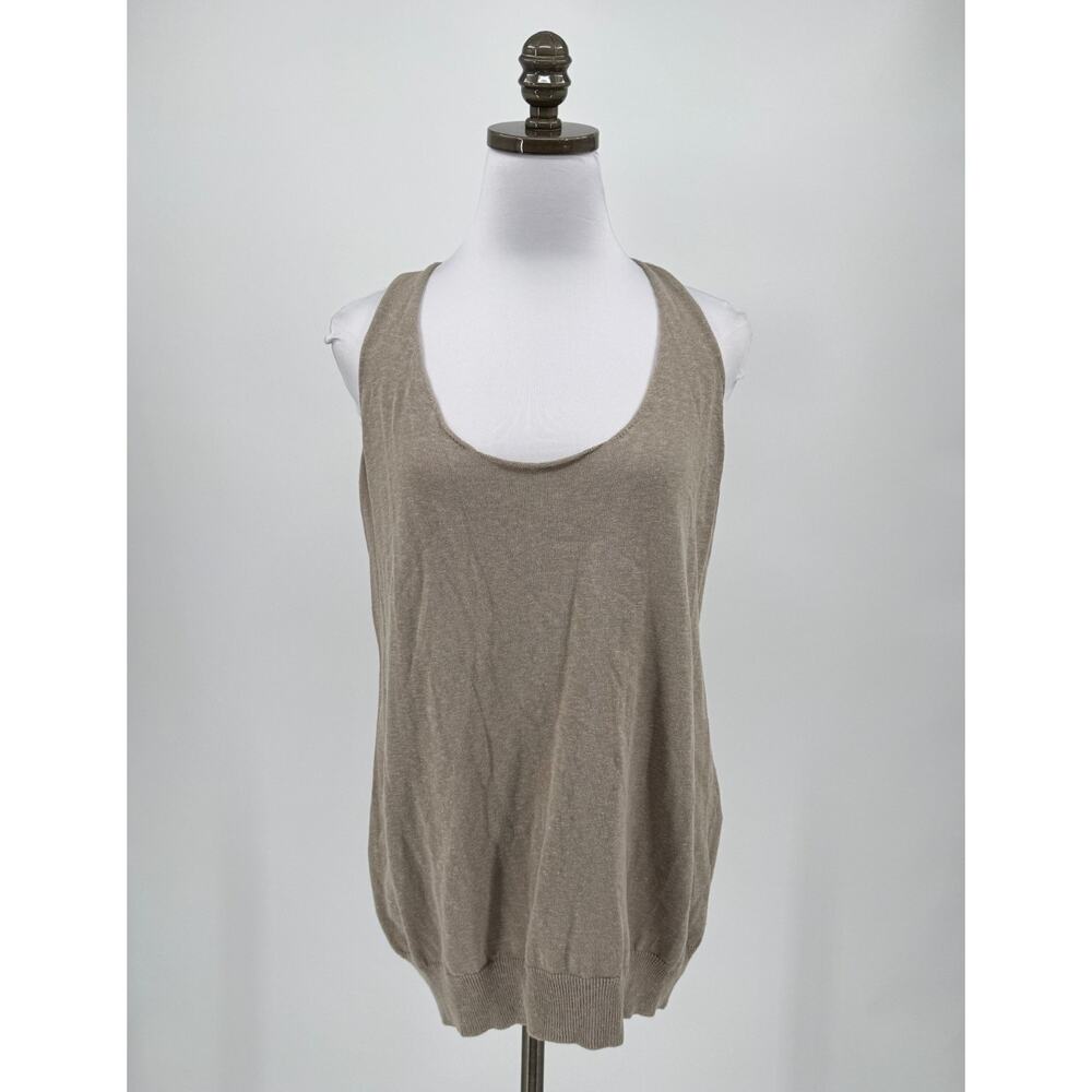 Crea Concept Womens Taupe Knit Cotton Linen Blend Racerback Tank Top Sz 44